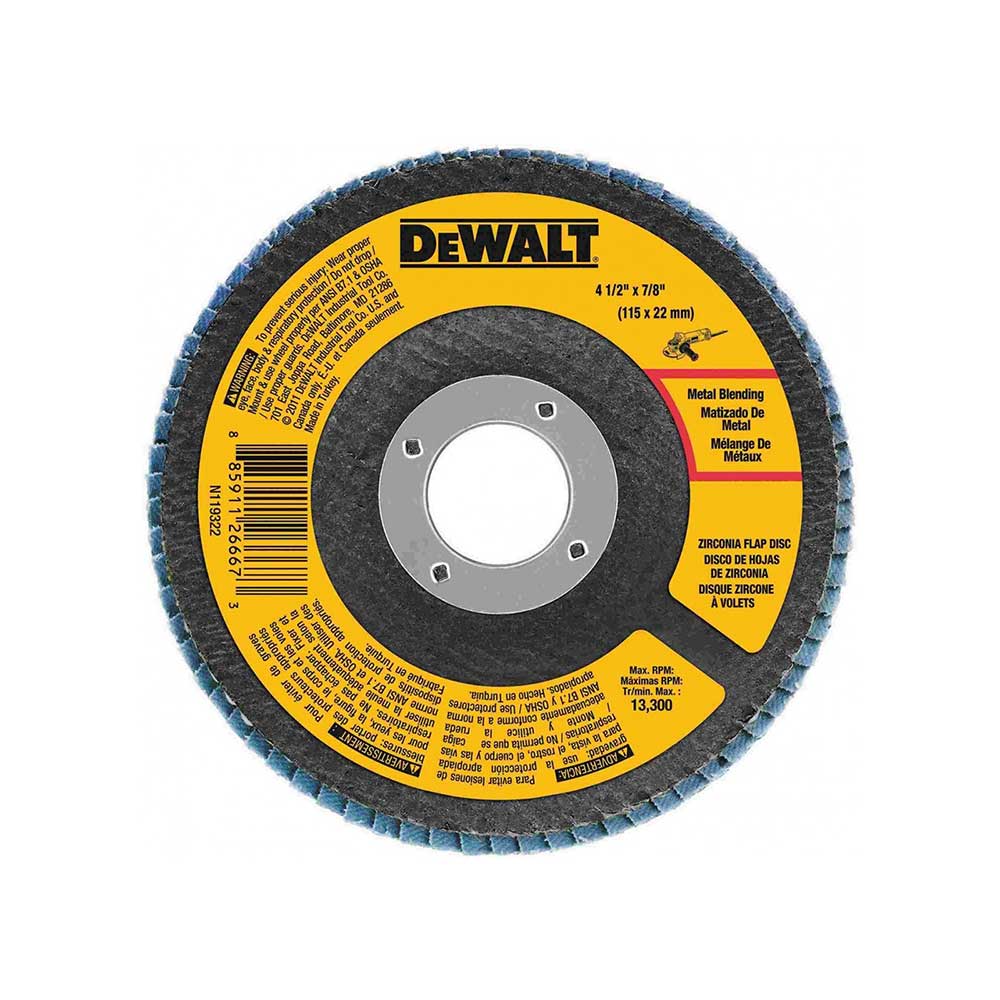DEWALT 4-1/2 x 7/8 60 Grit Zirconia T29 Flap Disc